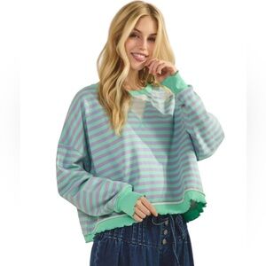 🛍️ 191. Women’s Sage Stripe Oversized French Terry Top NWT